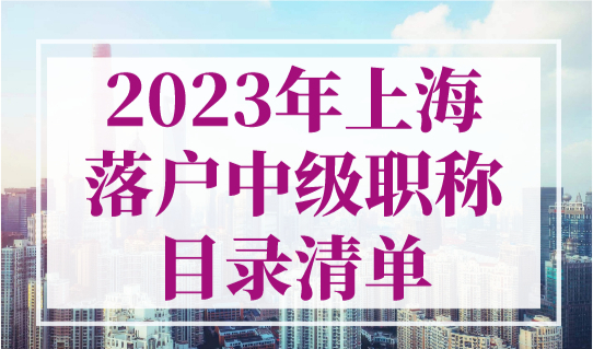 2023年上海落户中级职称目录清单！人社局最新发布！