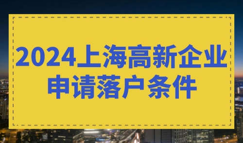 2024上海高新企业申请落户条件