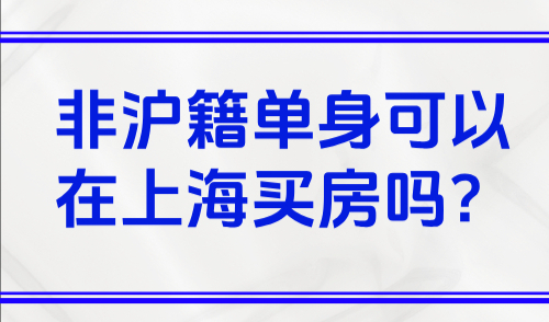 非沪籍单身可以在上海买房吗？2025上海买房政策放开限购了