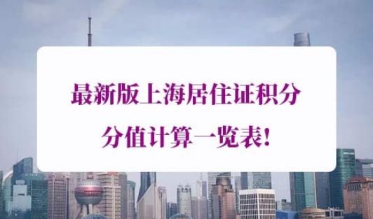 上海居住证积分怎么算分数