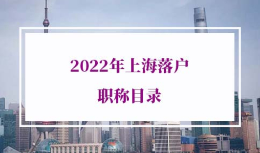 2022年上海落户职称目录