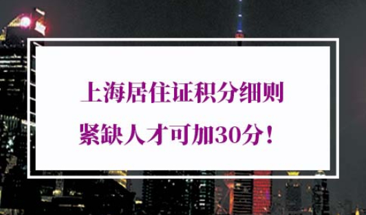 2022年上海居住证积分细则