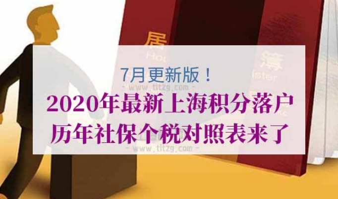 最新上海积分落户历年社保个税对照表